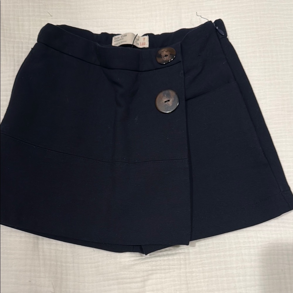 Zara Classic Girls Navy Button-Front Skort